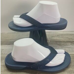 Vionic Tide II Navy Rhinestone Orthotic Flip Flop Sandals Womens 9 TVW1002-4